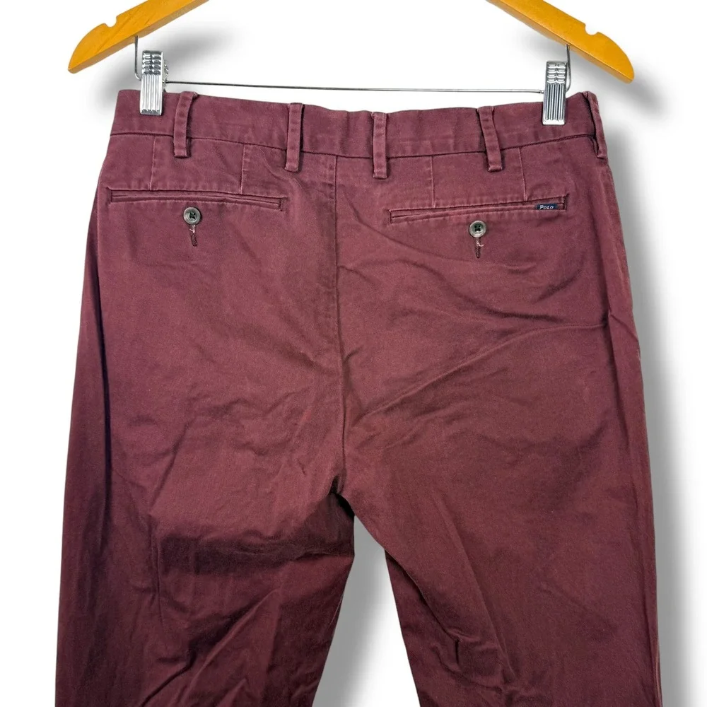 Polo Ralph Lauren Chino Pants Men 30/30 Burgundy Maroon Stretch Classic Fit Prep